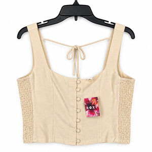 Roxy Maui Sessions Cropped Tank Top Size Small Y2K Festival Hawaiian Vacation